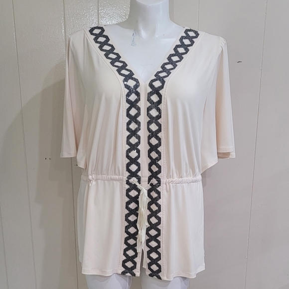 unbranded Tops - Women's Casual Boho Embroidered V Neck Shirt Casual Loose Sz XL